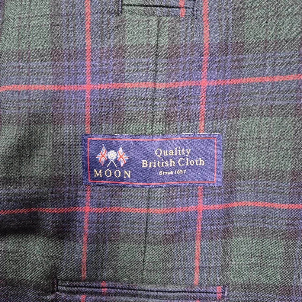 J.Crew Ludlow Slim Blazer 38R Moon British Cloth Black Watch Tartan Plaid Green